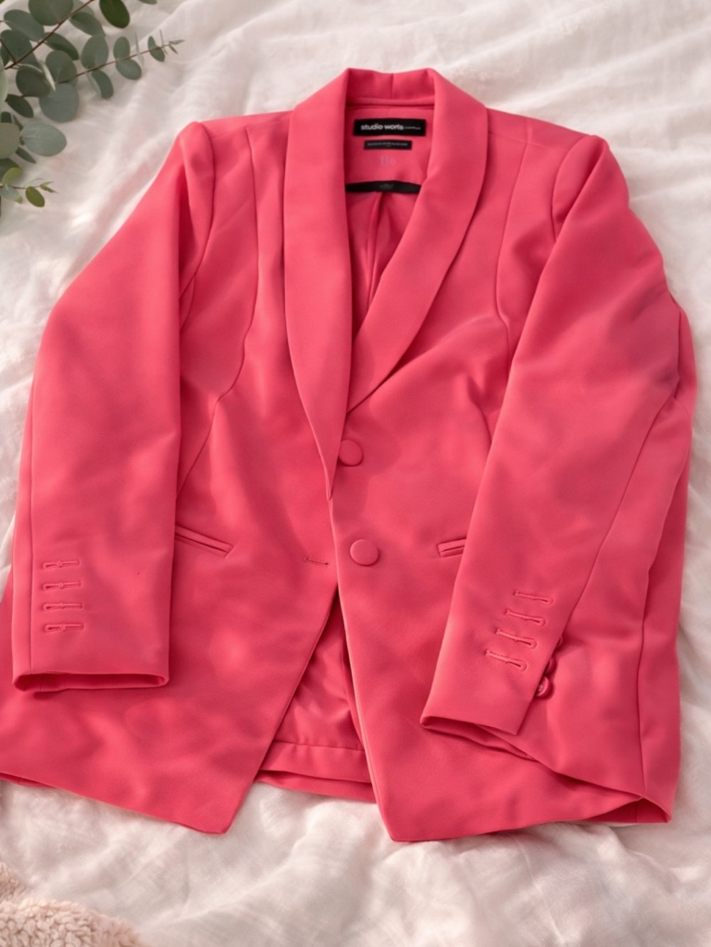 Studio Works Coral Pink Shawl-Collar Blazer